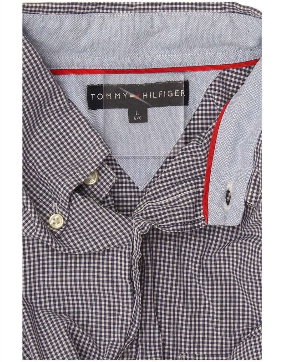 Ανδρικό πουκάμισο Tommy Hilfiger Large Navy Blue Gingham