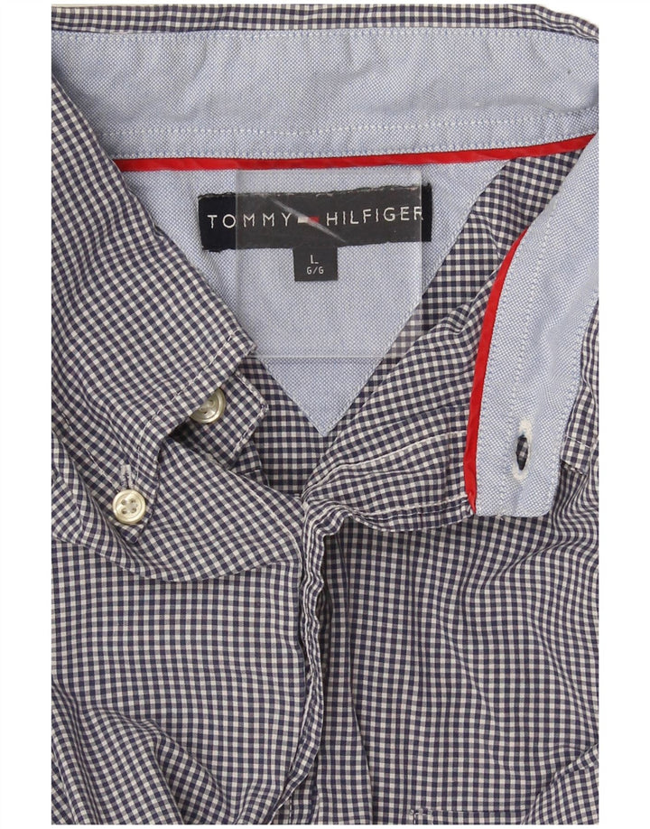 Ανδρικό πουκάμισο Tommy Hilfiger Large Navy Blue Gingham