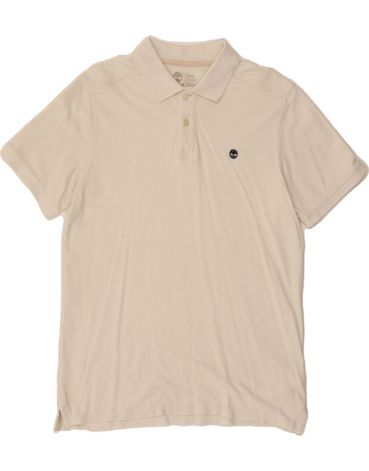 TIMBERLAND Mens Polo Shirt Medium White Cotton Vintage Timberland and Second-Hand Timberland from Messina Hembry 