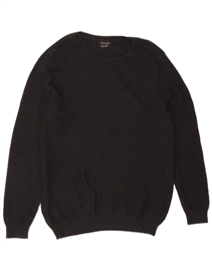Ανδρικό πουλόβερ Massimo Dutti Crew Neck Jumper XL Μαύρο βαμβακερό