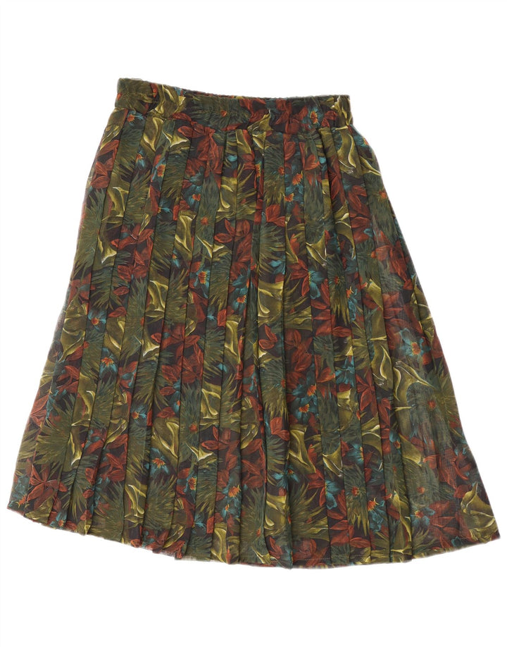 Vintage Γυναικεία Πλισέ Φούστα Μεσαία W32 Πράσινη Floral