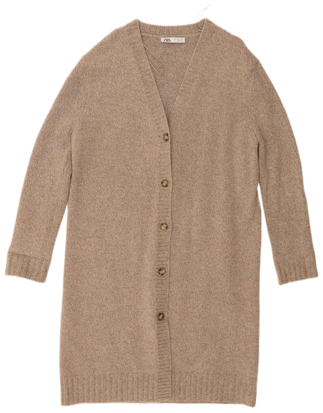 Zara Γυναικείο Longline Ζακέτα πουλόβερ UK 10 Small Grey Wool