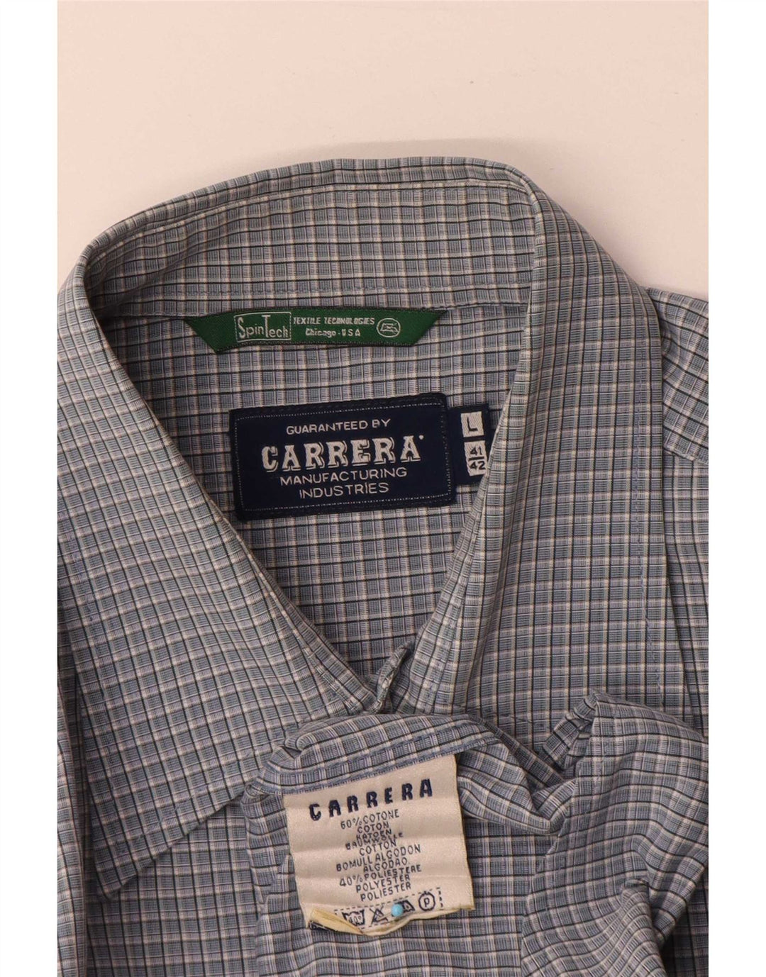 Ανδρικό πουκάμισο Carrera μέγεθος 41/42 Large Blue Check Cotton