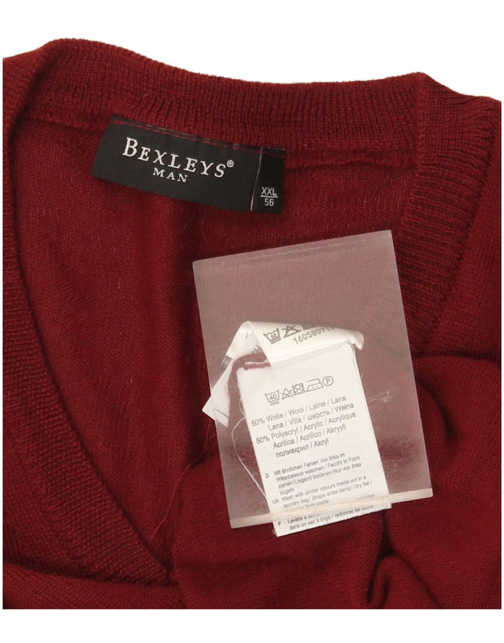 BEXLEYS Ανδρικό πουλόβερ με λαιμόκοψη IT 56 2XL Μαλλί μπορντό
