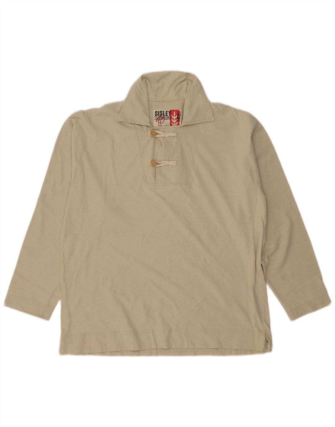 SISLEY Mens Graphic Polo Shirt UK 40 Medium Beige