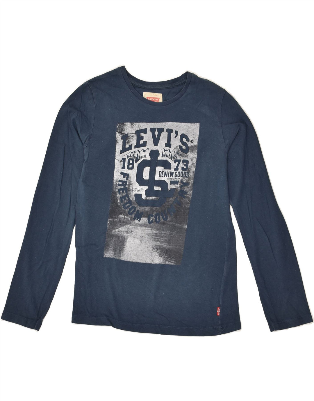 LEVI'S Boys Graphic Top Long Sleeve 11-12 Years Navy Blue Cotton | Vintage Levi's | Thrift | Second-Hand Levi's | Used Clothing | Messina Hembry 