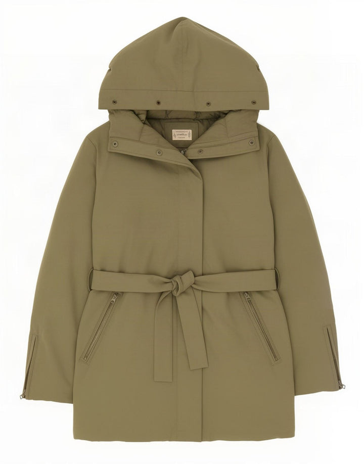Benetton Γυναικείο Μπουφάν Parka με κουκούλα UK 14 Medium Green