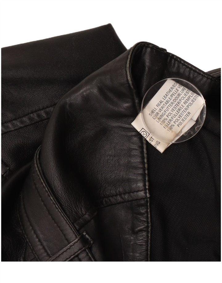 Vintage Γυναικείο Δερμάτινο Μπουφάν Biker UK 14 Large Μαύρο Δερμάτινο