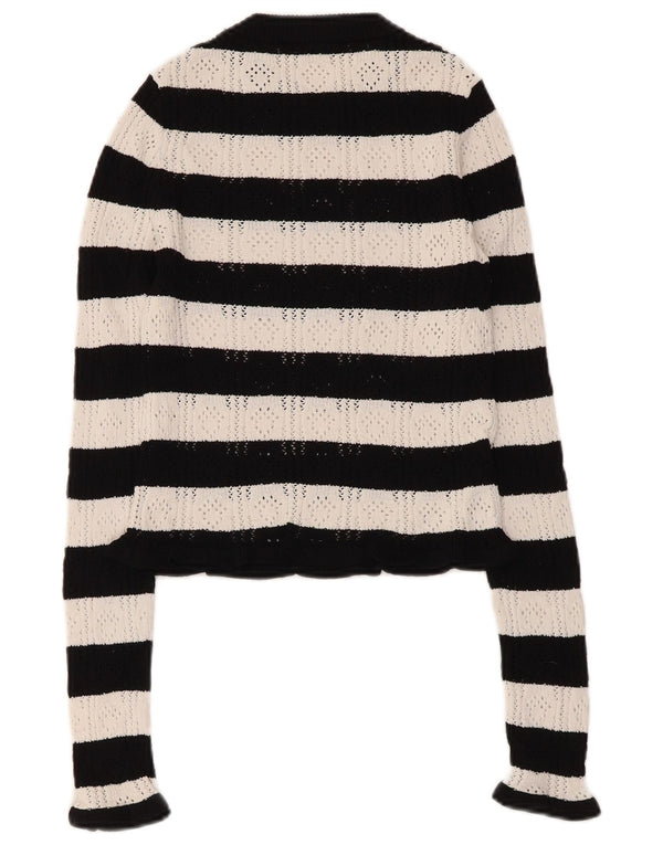 Zara Γυναικείο πουλόβερ με λαιμόκοψη Crop Crop UK 8 Small Black ριγέ