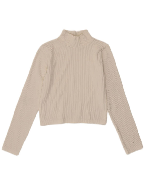 Zara Γυναικείο Crop Top Μακρυμάνικο UK 12 Medium White