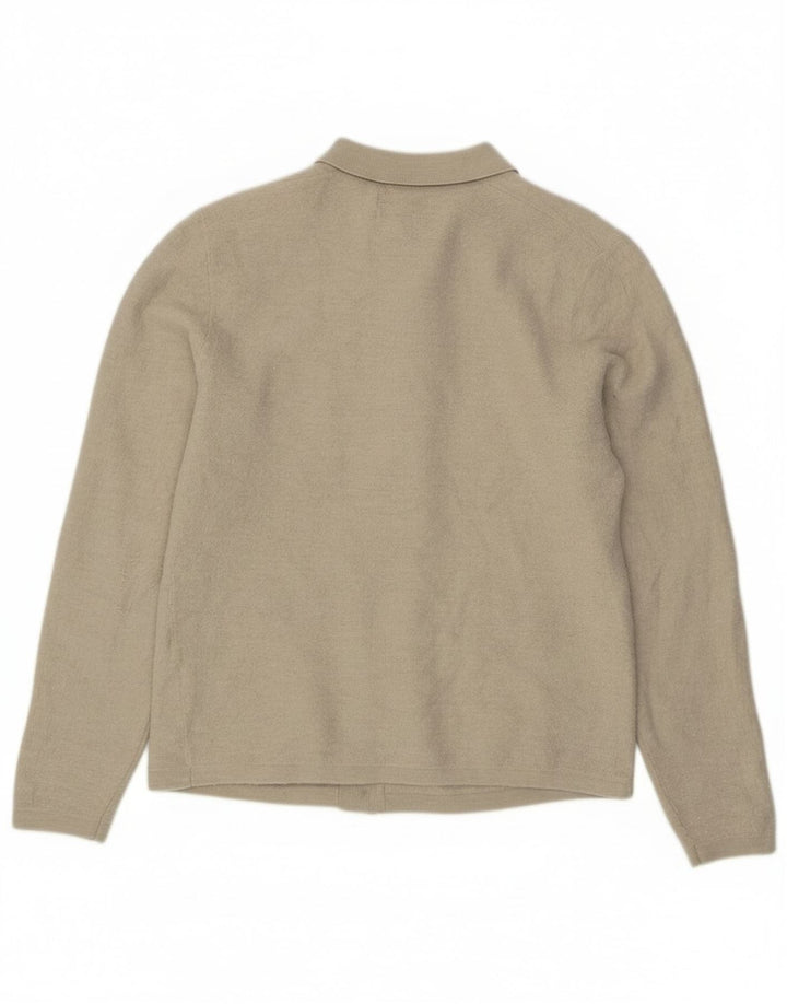 Marks & Spencer Ανδρικό πουλόβερ ζακέτα Autograph Medium Beige Wool Merino