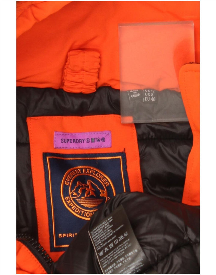 Superdry γυναικείο μπουφάν σκι με κουκούλα UK 12 μεσαίο πορτοκαλί πολυεστέρας