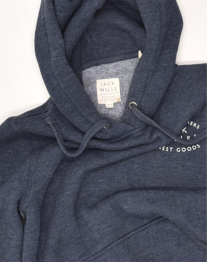 JACK WILLS Womens Graphic Hoodie Jumper UK 10 Small Navy Blue Cotton | Vintage Jack Wills | Thrift | Second-Hand Jack Wills | Used Clothing | Messina Hembry 