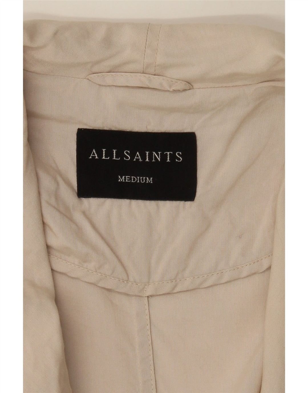 ALL SAINTS Womens Open Trench Coat UK 14 Medium Beige Lyocell Vintage All Saints and Second-Hand All Saints from Messina Hembry 
