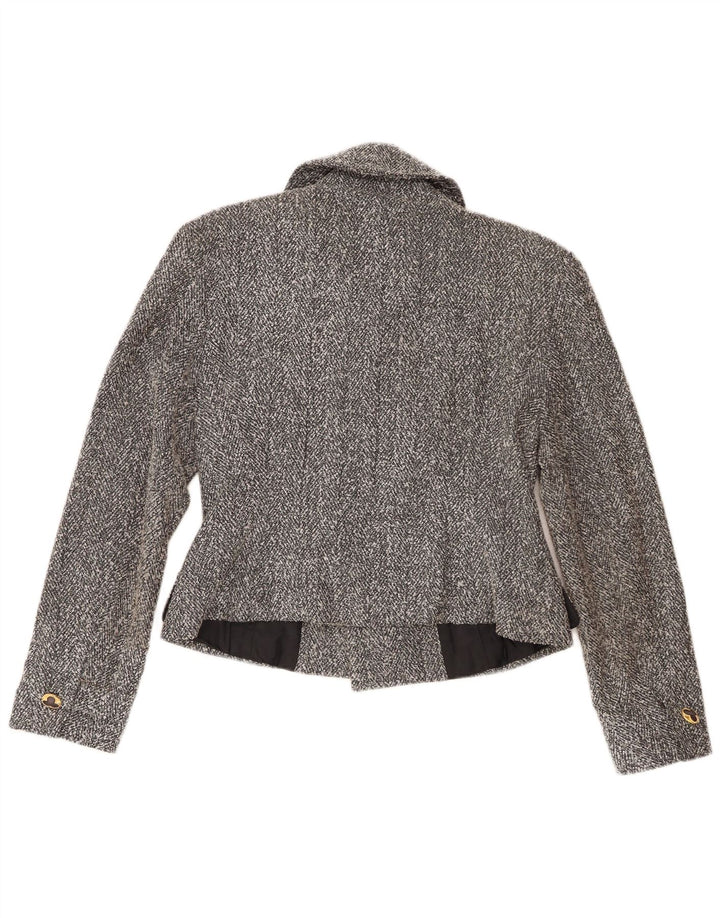 Vintage γυναικείο σακάκι σακάκι με διπλό στήθος UK 8 Small Grey Flecked