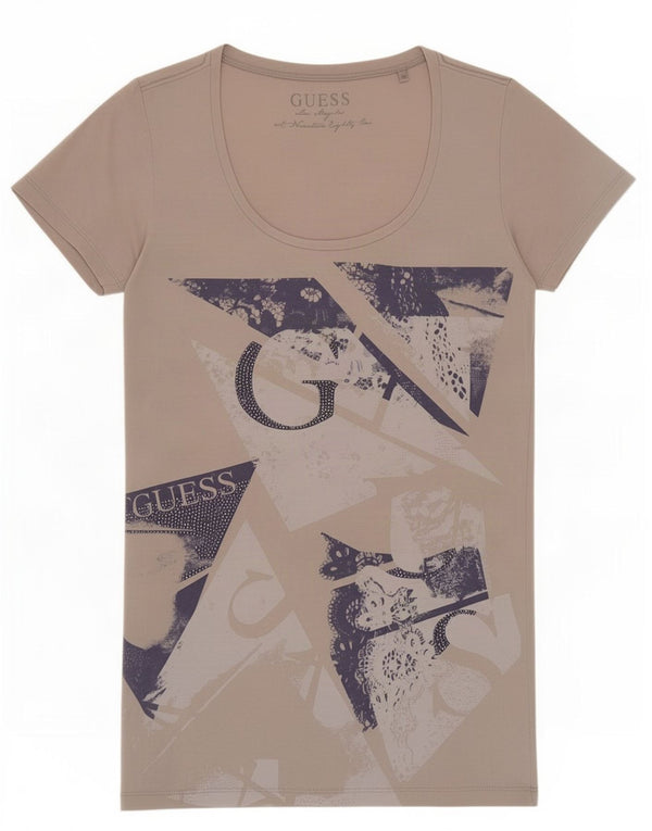 Guess Γυναικείο γραφικό T-Shirt Top UK 6 XS Γκρι βαμβακερό
