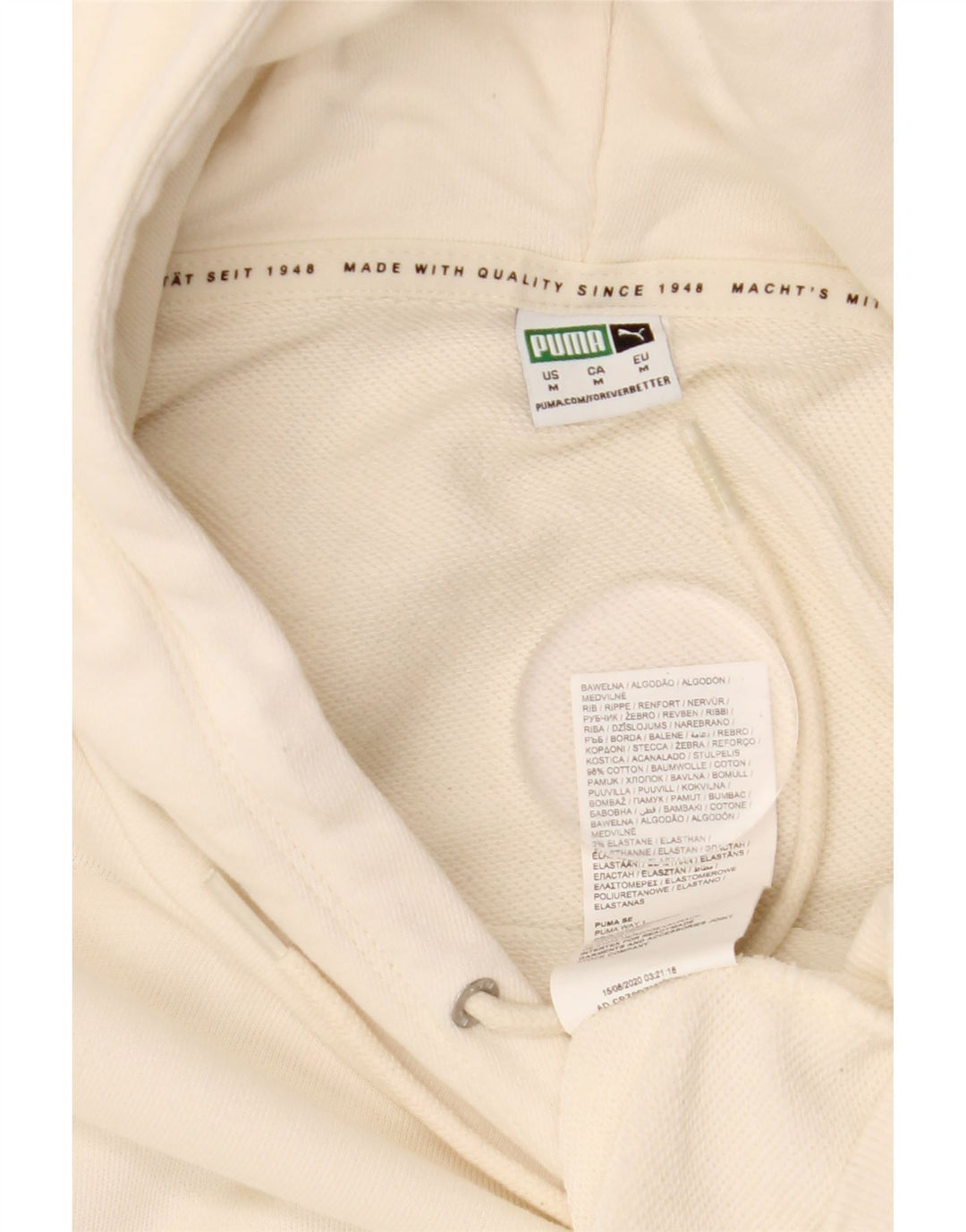 PUMA Γυναικείο Hoodie Jumper UK 14 Μεσαίο λευκό βαμβακερό