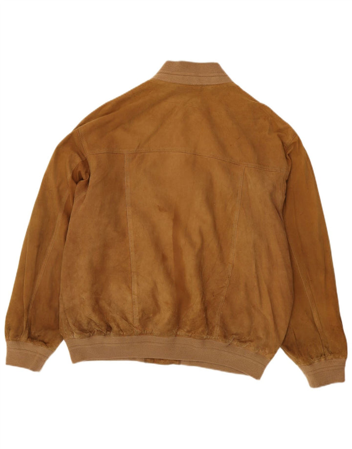 Vintage Ανδρικό Suede Bomber Jacket IT 54 2XL Beige Leather