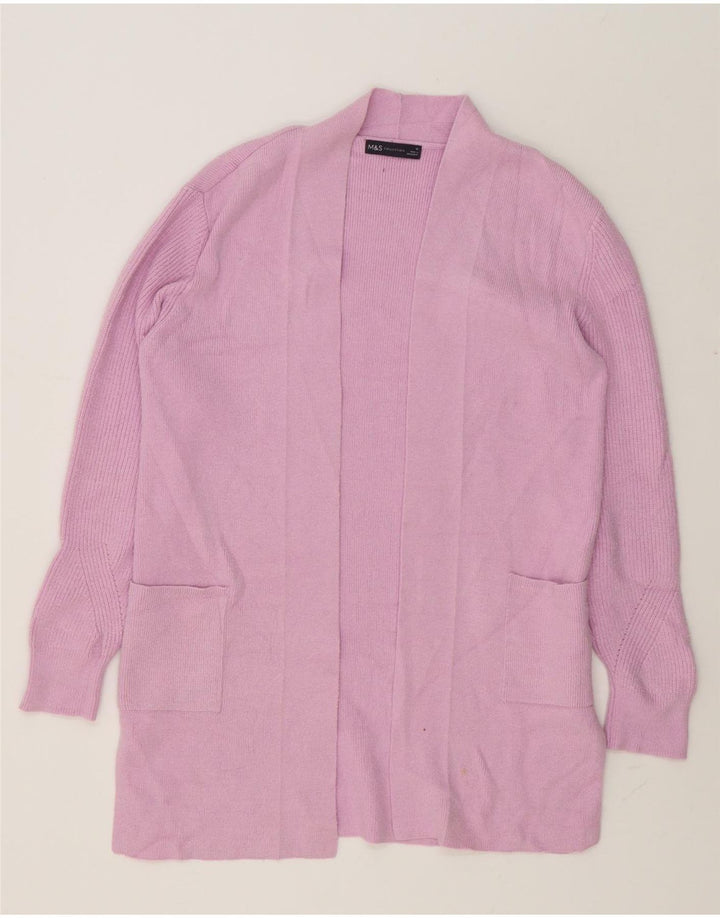 Marks & Spencer Γυναικείο Longline ανοιχτό πουλόβερ ζακέτα UK 12 Medium Pink