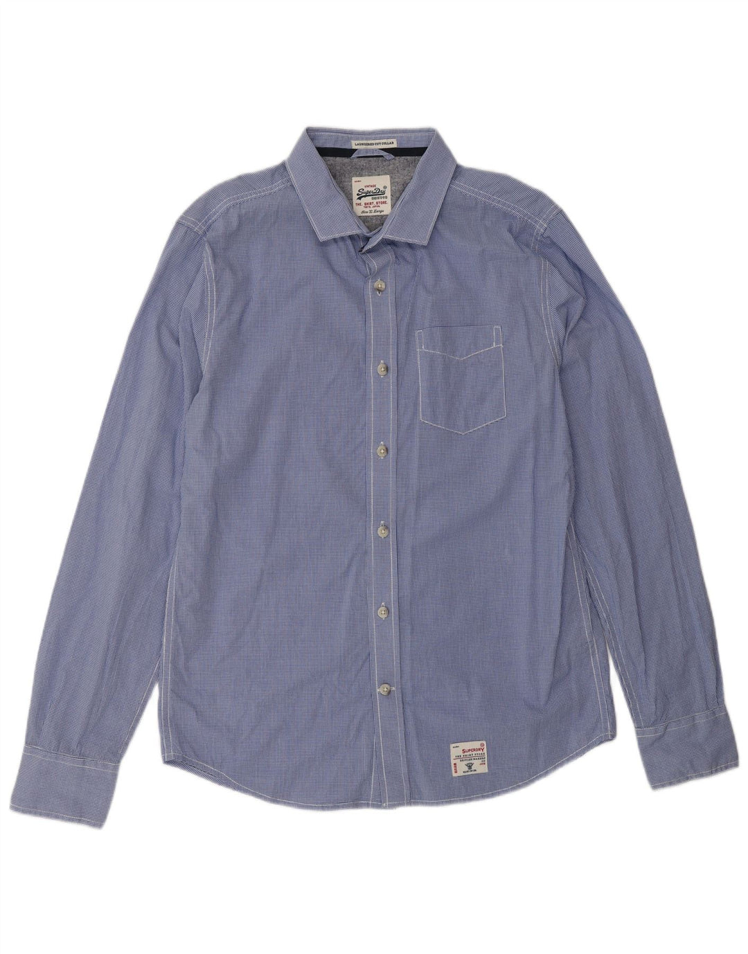 Ανδρικό πουκάμισο SUPERDRY XL Blue Gingham Cotton
