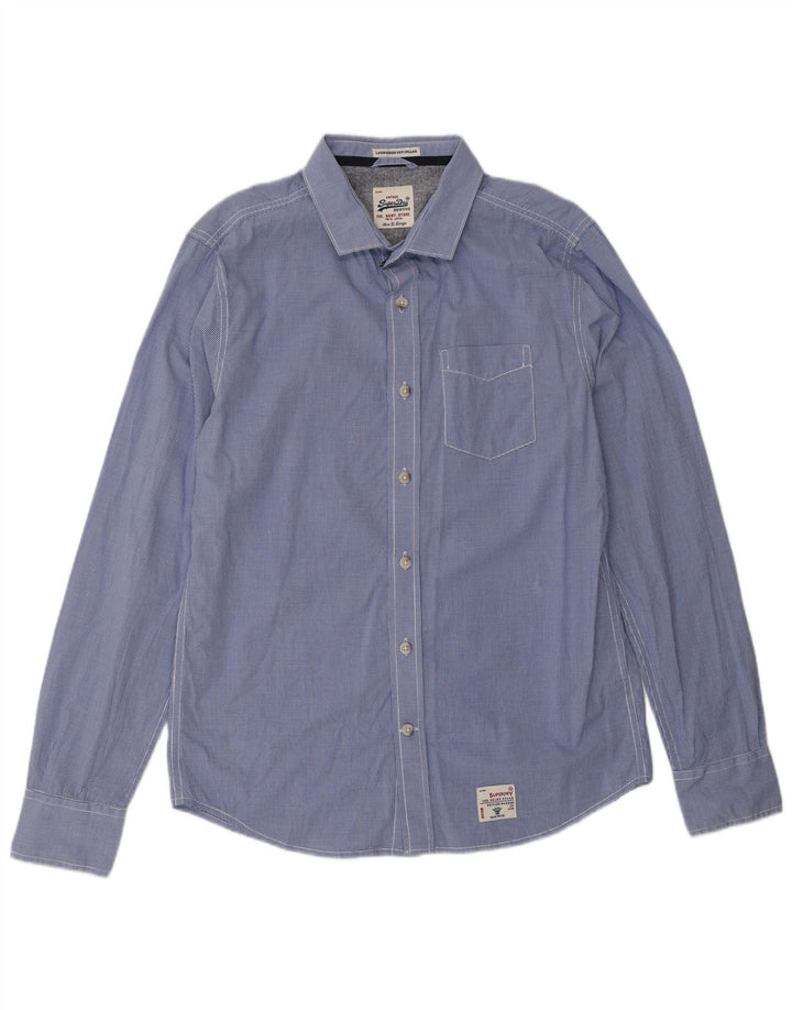 Ανδρικό πουκάμισο SUPERDRY XL Blue Gingham Cotton