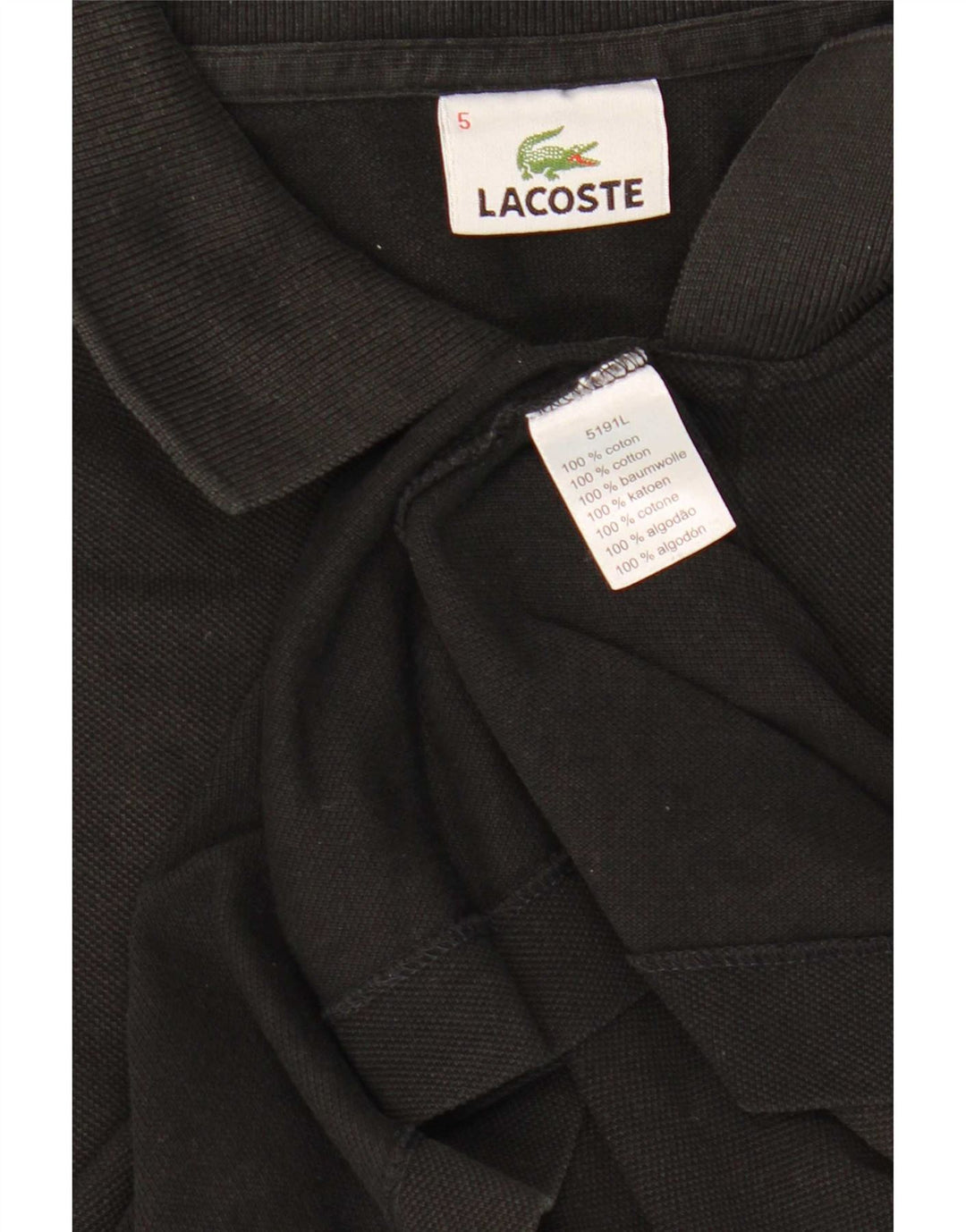 Ανδρικό πουκάμισο πόλο Lacoste, μέγεθος 5, μεγάλο μαύρο βαμβακερό