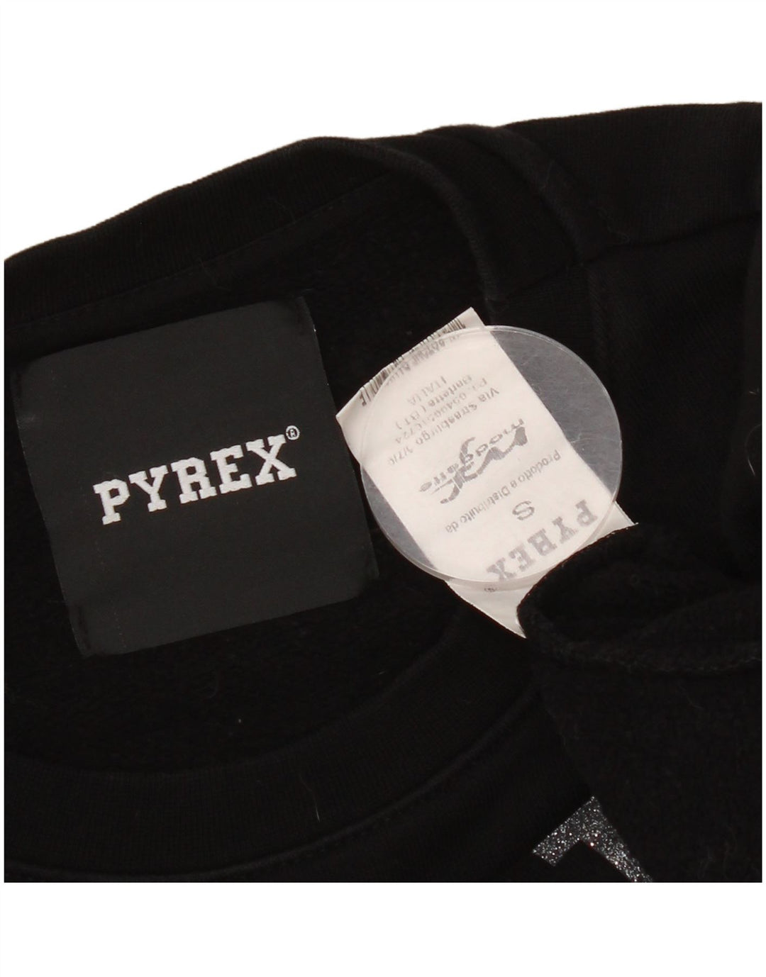 Γυναικεία γραφική μπλούζα υπερμεγέθη Pyrex UK 10 Small Black Cotton