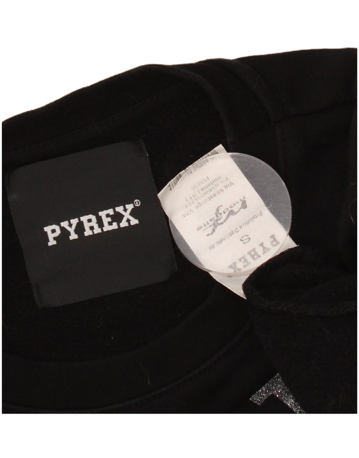 Γυναικεία γραφική μπλούζα υπερμεγέθη Pyrex UK 10 Small Black Cotton