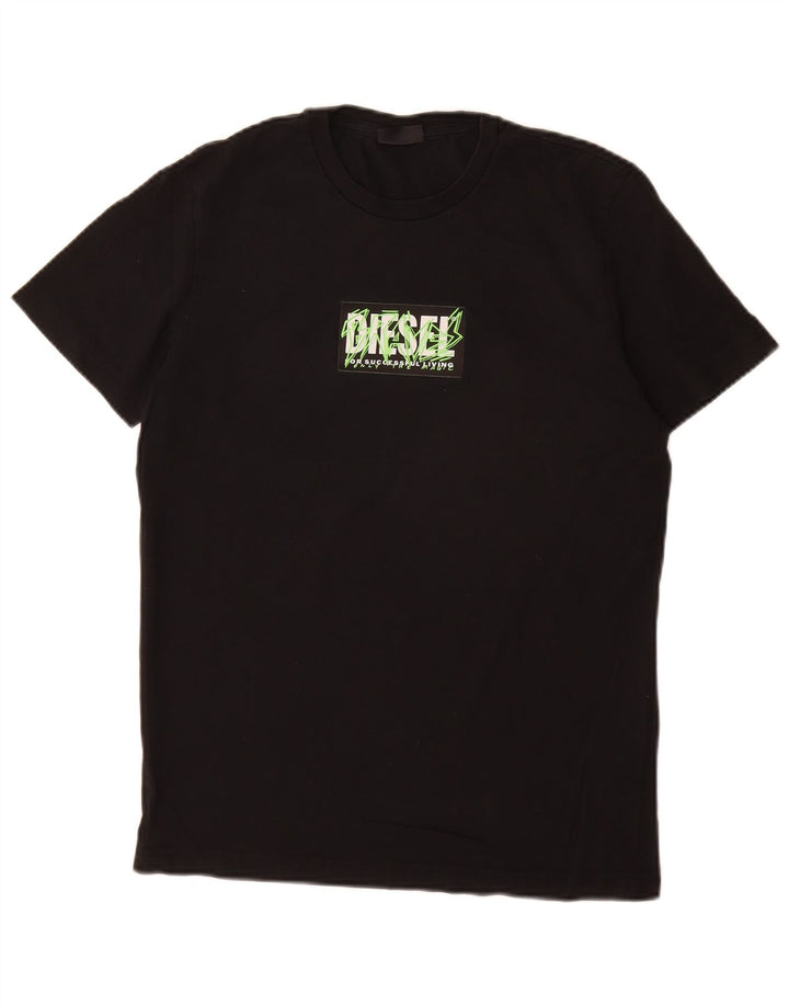 Diesel Ανδρικό γραφικό T-Shirt Top Μικρό μαύρο βαμβακερό
