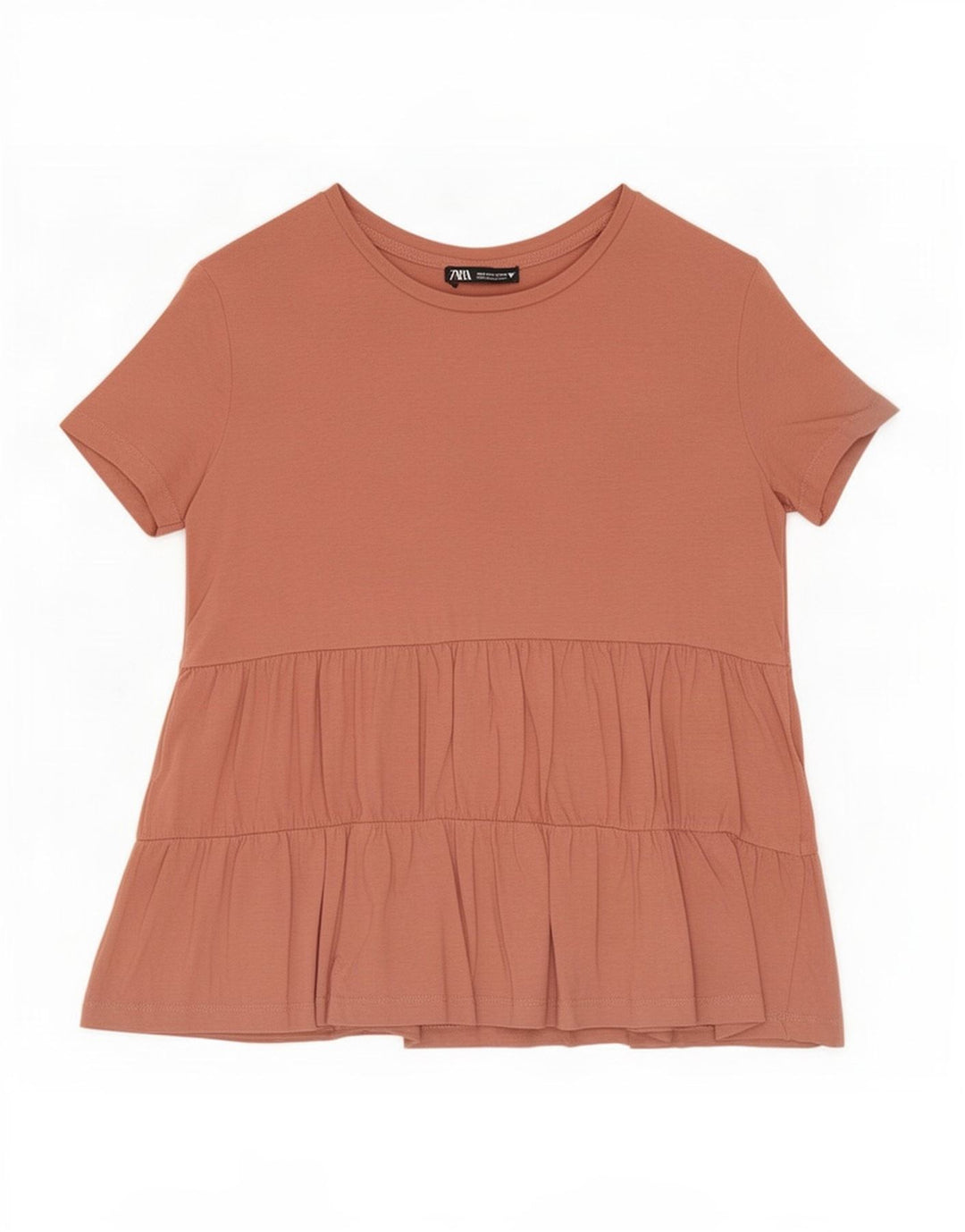 Zara Γυναικεία κοντομάνικη μπλούζα τοπ UK 10 Small Brown