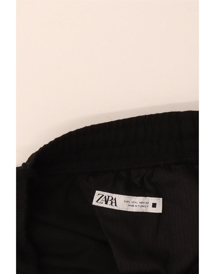Zara Γυναικείο κωνικό παντελόνι Chino UK 16 Large W32 L27 Μαύρο