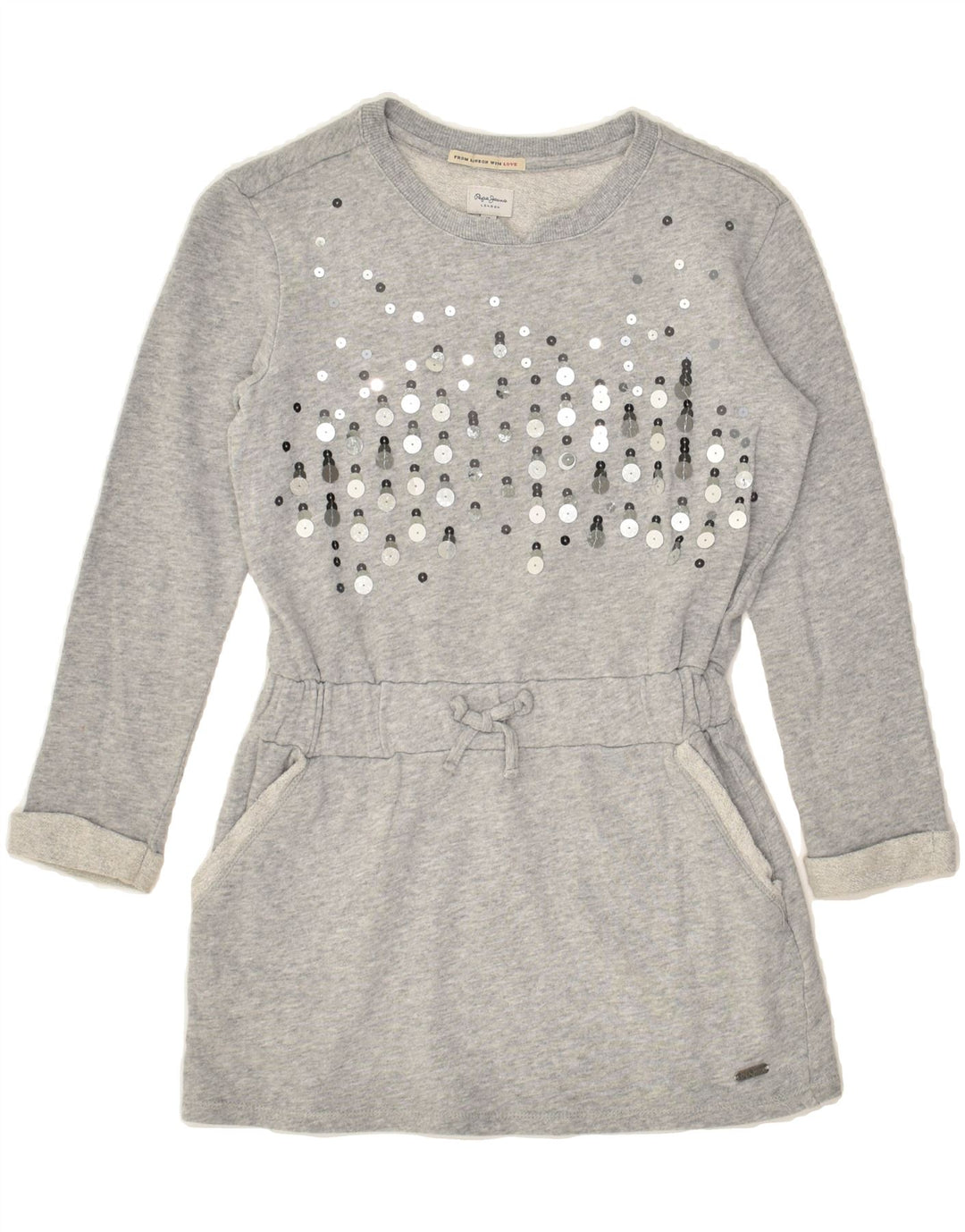 PEPE JEANS Girls Long Sleeve Basic Dress 9-10 Years Grey Cotton | Vintage PEPE Jeans | Thrift | Second-Hand PEPE Jeans | Used Clothing | Messina Hembry 
