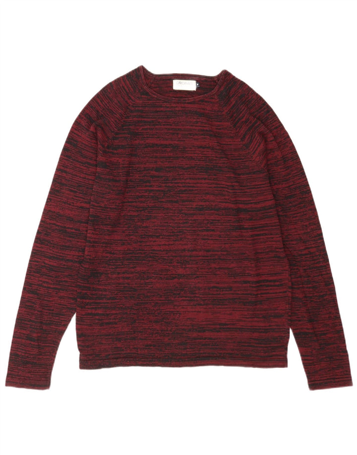 Jack & Jones Ανδρικό πουλόβερ με λαιμόκοψη μεσαίο μπορντό ριγέ