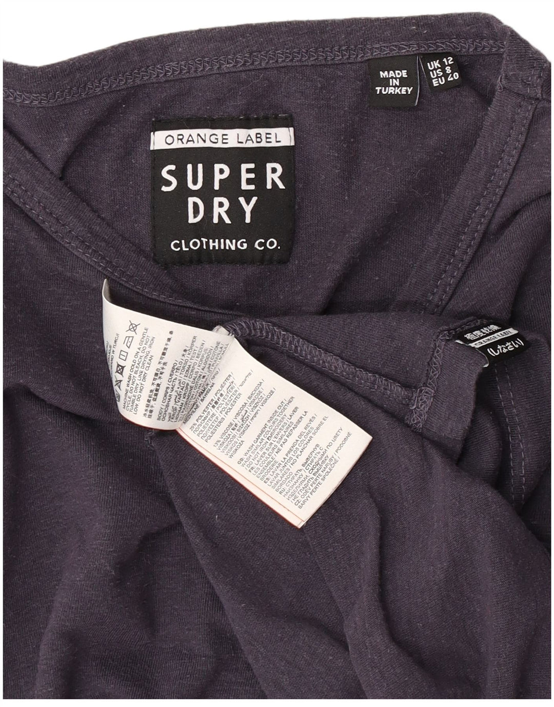 Γυναικείο μπλουζάκι Superdry μακρυμάνικο UK 12 μεσαίο μπλε βαμβακερό