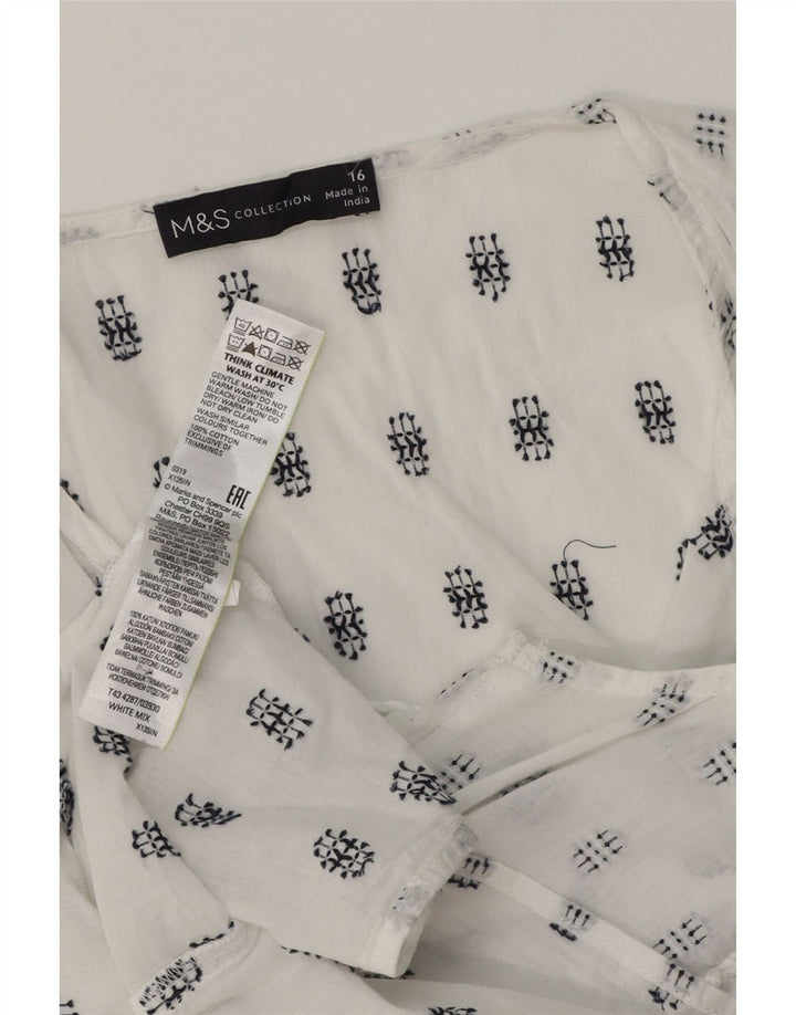 MARKS & SPENCER Γυναικεία αμάνικη μπλούζα τοπ UK 16 Large White Geometric