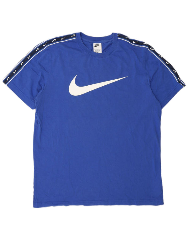 Ανδρικό γραφικό μπλουζάκι Nike τοπ μεγάλο μπλε χρώματος βαμβακερό