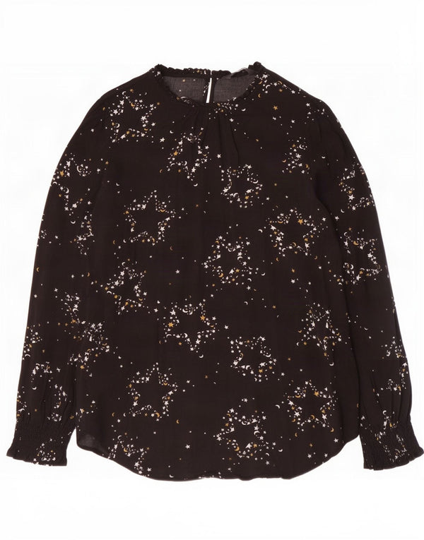 Marks & Spencer Womens Abstract Pattern Μπλούζα Top UK 14 Large Black