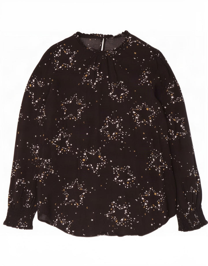 Marks & Spencer Womens Abstract Pattern Μπλούζα Top UK 14 Large Black