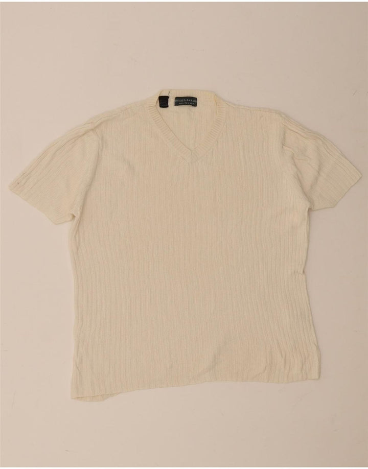 Ανδρικό T-Shirt Zara Top Large Beige Βαμβακερό