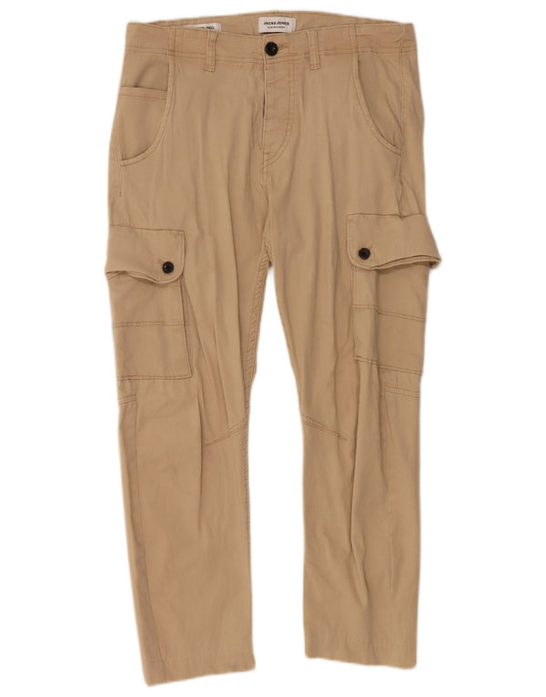 JACK & JONES Mens Paul Straight Cargo Cropped Trousers W29 L23 Beige