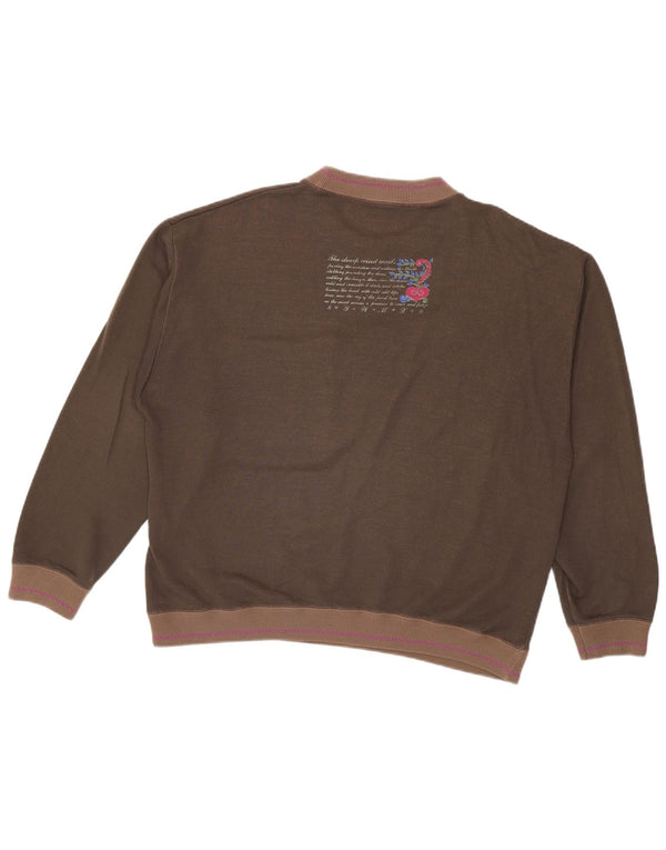 Ανδρικό vintage γραφικό φούτερ Jumper XL Khaki Colourblock Βαμβακερό