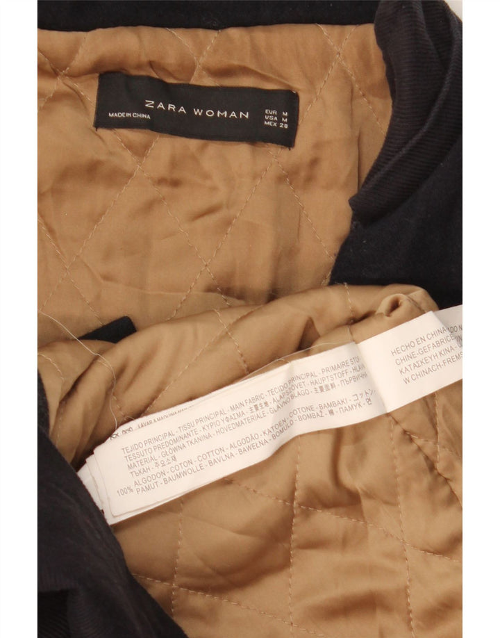 Zara Γυναικείο παλτό αντιανεμικό UK 14 Medium Navy Blue Cotton