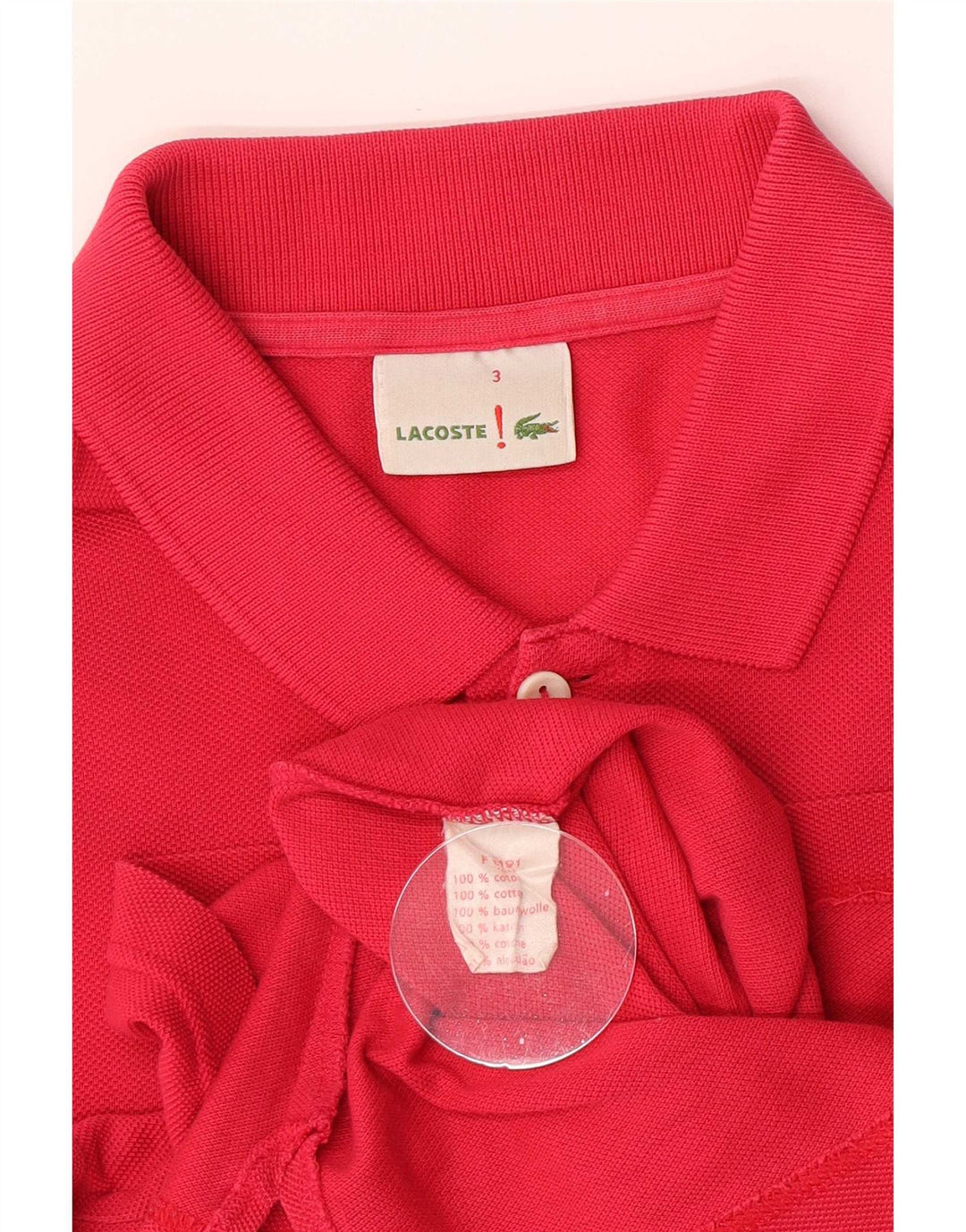 Ανδρικό πουκάμισο πόλο Lacoste, μέγεθος 3, μικρό ροζ βαμβακερό