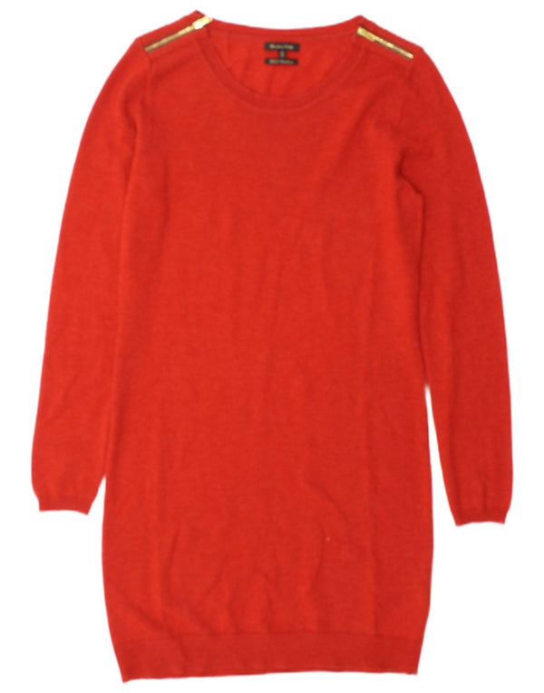 Massimo Dutti Γυναικείο Jumper Φόρεμα UK 14 Μεσαίο κόκκινο μαλλί