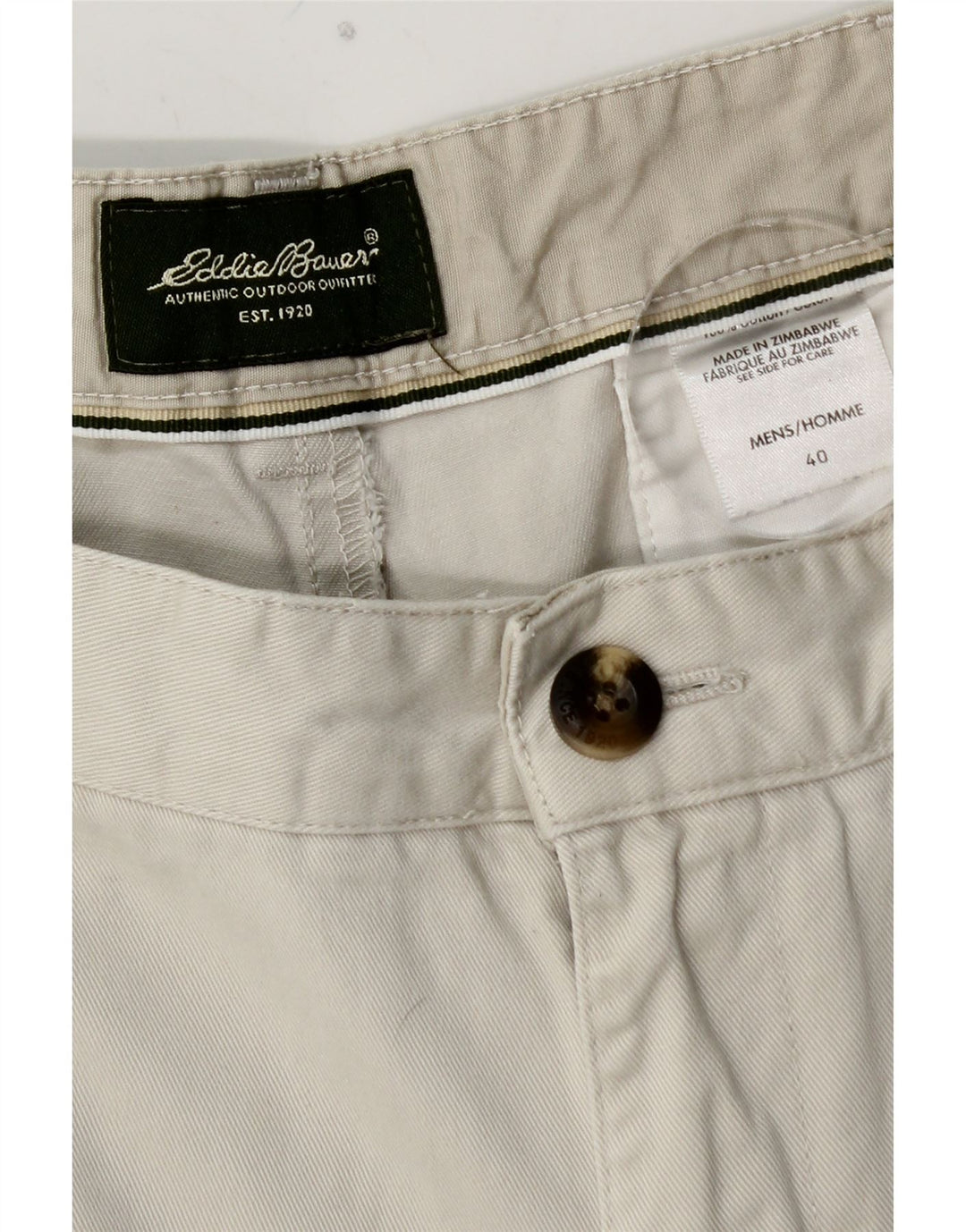 EDDIE BAUER Ανδρικό σορτς Chino με καρφίτσες W40 XL Λευκό βαμβακερό