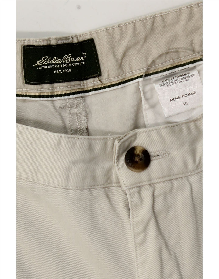 EDDIE BAUER Ανδρικό σορτς Chino με καρφίτσες W40 XL Λευκό βαμβακερό