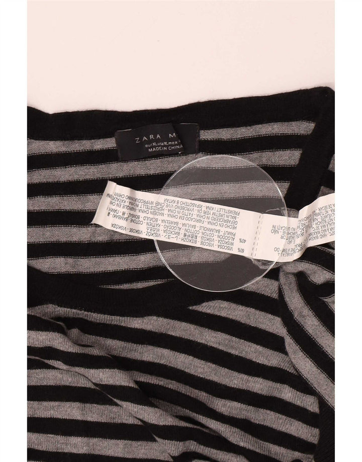 Zara Ανδρικό τοπ μακρυμάνικο XL γκρι ριγέ βισκόζη