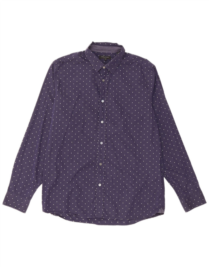 Ανδρικό πουκάμισο Ted Baker, νούμερο 5 XL, μπλε ναυτικό βαμβακερό με στίγματα