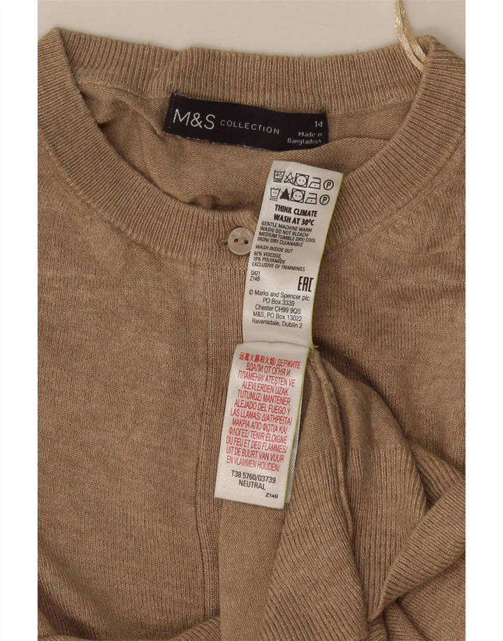 Marks & Spencer Γυναικείο πουλόβερ Crop Cardigan UK 14 Medium Beige Viscose