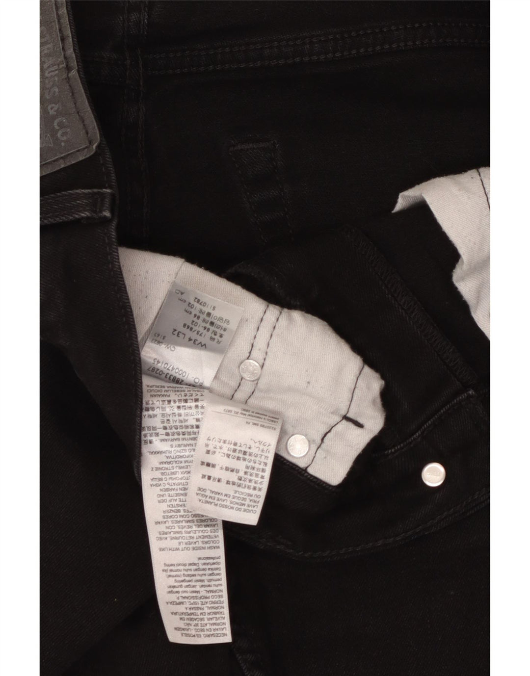 LEVI'S Mens 512 Slim Tapered Jeans W34 L32 Μαύρο βαμβακερό